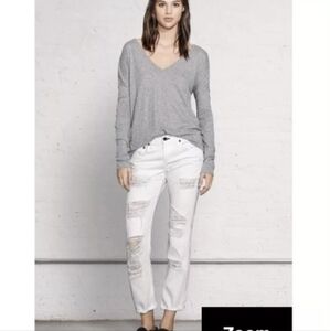 NWT Rag & Bone Distressed Bright White Rebel Boyfriend Jeans 31